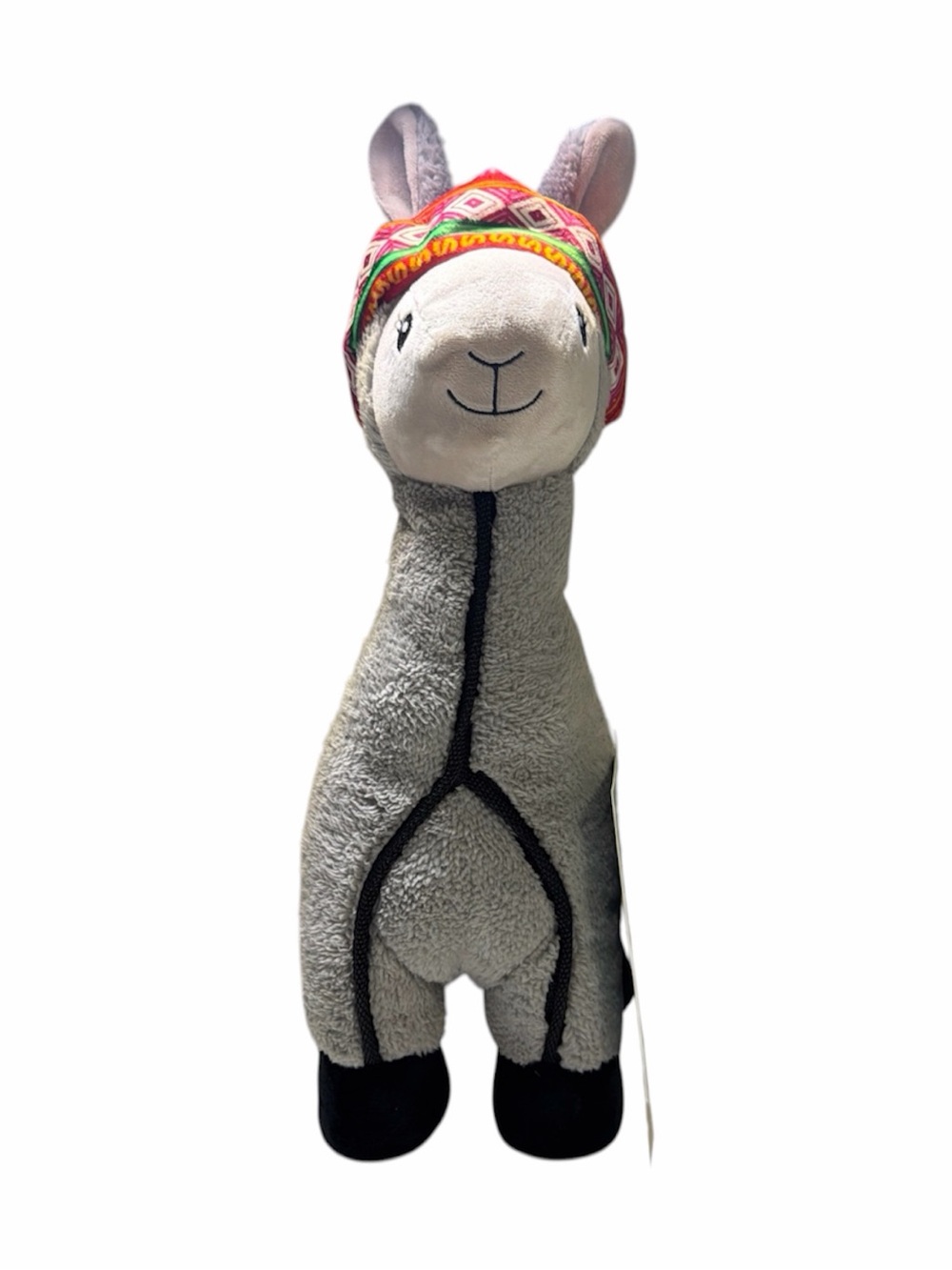 Think dog Plush Llama Stuffed Animal with Colorful Hat - Gray